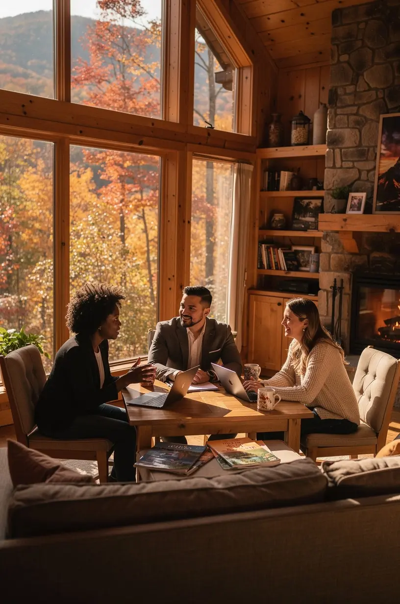 Kreatywne spotkanie zespołu podróżniczego planującego spersonalizowane doświadczenia dla klientów premium w USA.