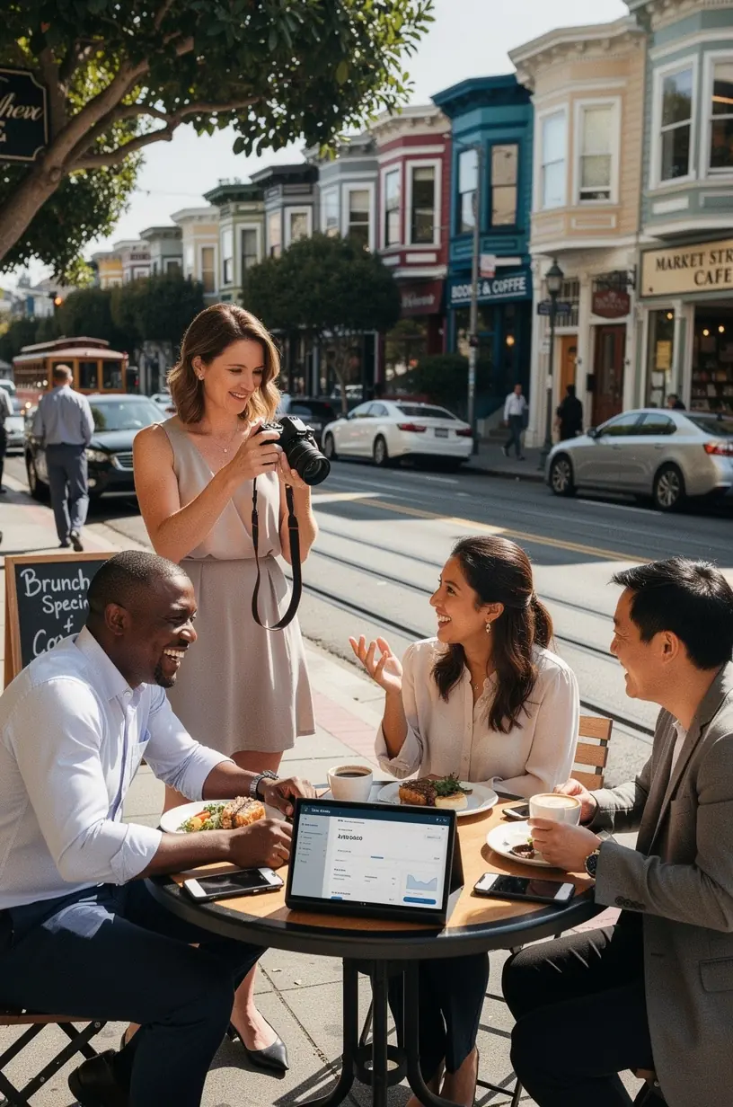 Relaksująca chwila podczas prywatnego retreatu brandingowego z widokiem na naturalne krajobrazy amerykańskich parków narodowych.